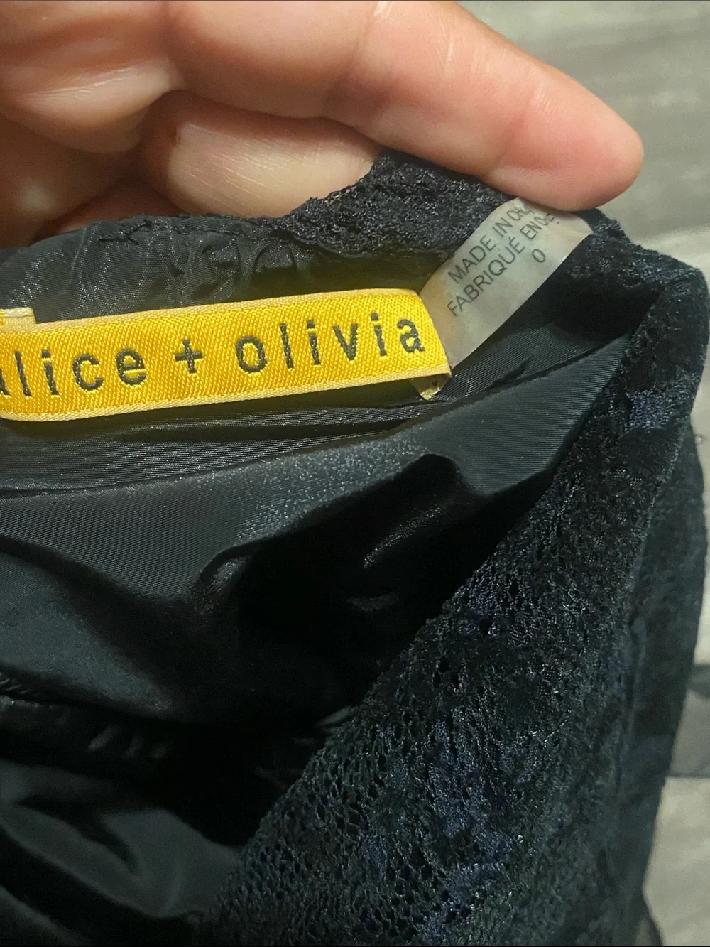 Alice + Olivia Black Lace Backless Fit-and-Flare Dress